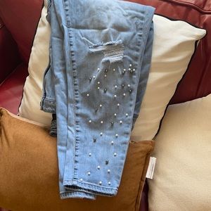 Pearl embellished ankle pants by Lane Bryant